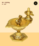 Brass Nandi Shivling Diya on Pedestal Base