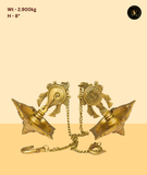 Brass Shankh Chakra Hanging Diya Set with Chain