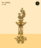 Brass Tall Peacock Multi Flame Diya Stand