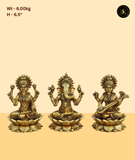 Serene Ganesh Lakshmi Saraswati Oval Murti