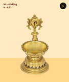 Brass Shankh Diya with Lotus Base