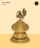 Peacock Bird Brass Agarbatti Dhoop Incense Burner with Lotus Base