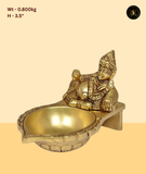 Brass Krishna Diya with Square Base