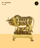 Elegant Medium Brass Cow & Calf Idol