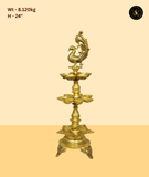 Brass Peacock 2 Tier Multi Flame Diya Stand
