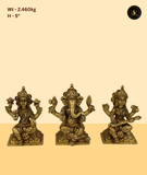 Elegant Ganesh Lakshmi Saraswati Plate Idol