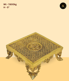 Handcrafted Brass Pooja Chowki with Floral Design