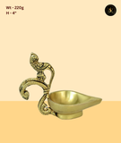 Brass Peacock Diya Small with Bird Handle