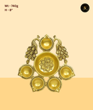 Brass Peacock 5 Flame Wall Diya