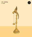 Brass Parrot Lamp with Hanging Chain Diya