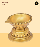 Brass Lotus Diya with Petal Stand Base