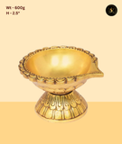 Brass Lotus Petal Diya on Pedestal Stand
