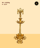 Brass Shankh Lotus Diya Stand