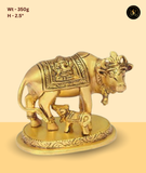 Small Brass Cow & Calf Idol