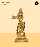 Premium Brass Krishna Playing Flute Idol