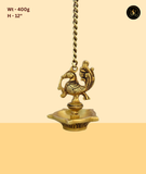 Brass Peacock Hanging Chain Diya Small