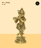 Elegant Compact Brass Krishna Idol