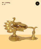 Brass Peacock Multi Flame Diya Aarti Set