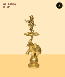Brass Krishna Elephant Diya Stand