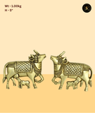 Standing Pose Decorative Brass Cow & Calf Idol
