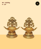 Brass Lakshmi Ganesh Diya Pair Set