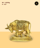 Medium Heavy Brass Cow & Calf Idol