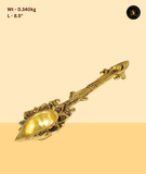Brass Puja Spoon Diya with Carved Handle