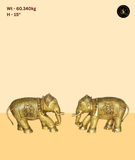 Large Antique Brass Elephant Pair