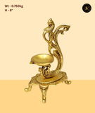 Brass Peacock Diya with Decorative Stand