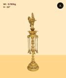 Brass Lakshmi Figure Diya Stand with Bells